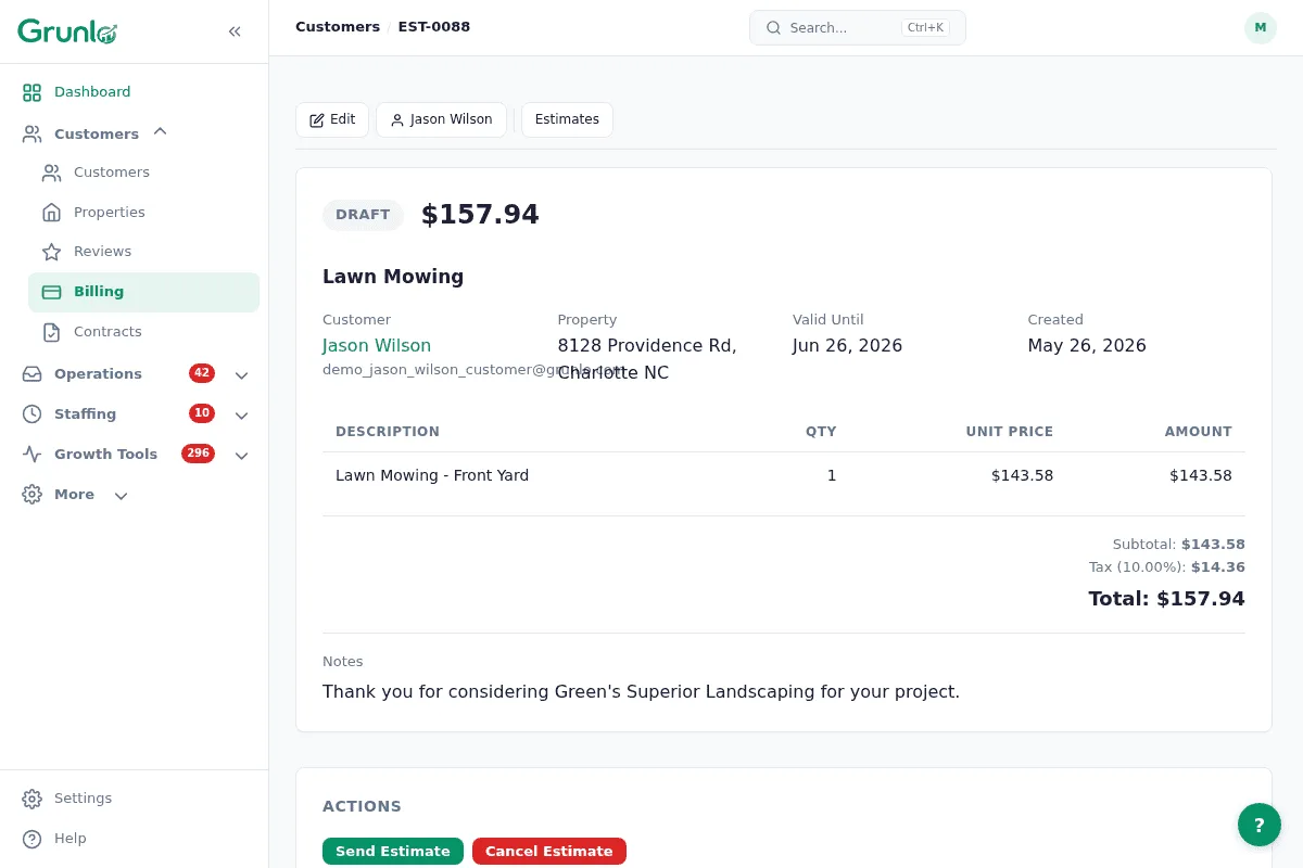 Instant AI-generated ballpark estimate from web-lead details